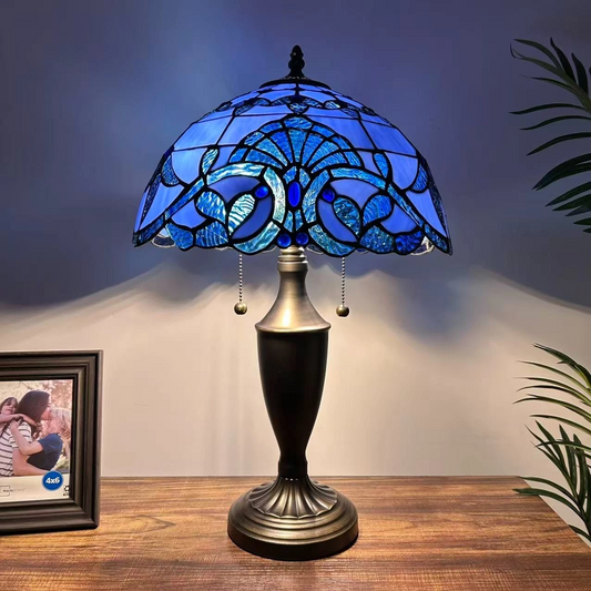 Tiffany-Style Stained Glass Table Lamp | Vintage Bedside Lamp for Home Decor | Handmade Stained Glass Lighting for Living Room & Bedroom