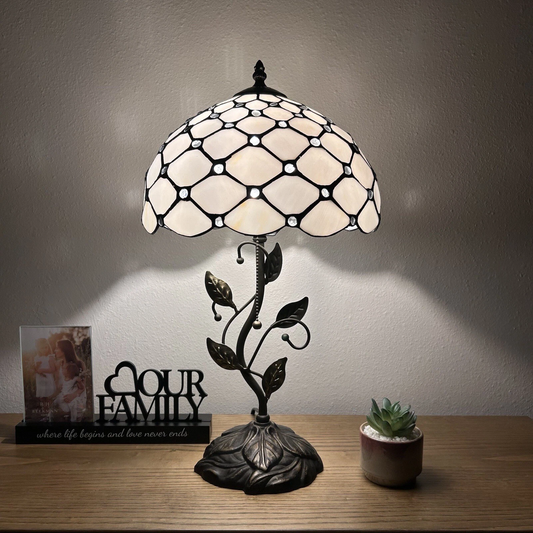 Tiffany-Style Stained Glass Table Lamp | Vintage Bedside Lamp for Home Decor | Handmade Stained Glass Lighting for Living Room & Bedroom