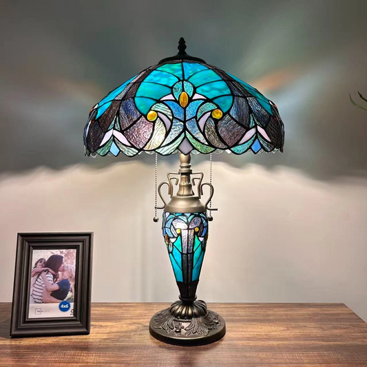 Tiffany-Style Stained Glass Table Lamp | Vintage Bedside Lamp for Home Decor | Handmade Stained Glass Lighting for Living Room & Bedroom