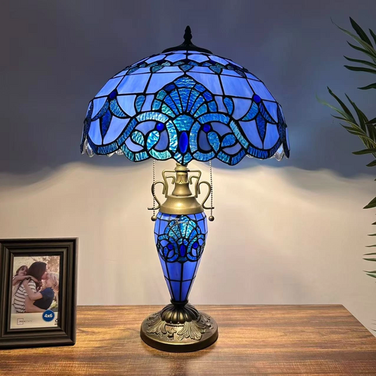 Tiffany-Style Stained Glass Table Lamp | Vintage Bedside Lamp for Home Decor | Handmade Stained Glass Lighting for Living Room & Bedroom