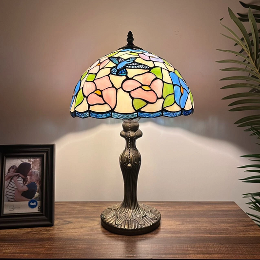 Tiffany-Style Stained Glass Table Lamp | Vintage Bedside Lamp for Home Decor | Handmade Stained Glass Lighting for Living Room & Bedroom
