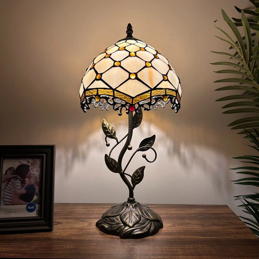 Tiffany-Style Stained Glass Table Lamp | Vintage Bedside Lamp for Home Decor | Handmade Stained Glass Lighting for Living Room & Bedroom