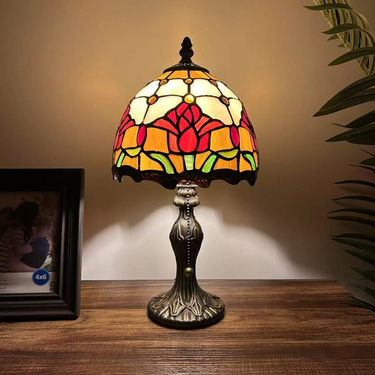 Tiffany-Style Stained Glass Table Lamp | Vintage Bedside Lamp for Home Decor | Handmade Stained Glass Lighting for Living Room & Bedroom