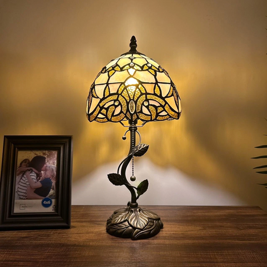 Tiffany-Style Stained Glass Table Lamp | Vintage Bedside Lamp for Home Decor | Handmade Stained Glass Lighting for Living Room & Bedroom