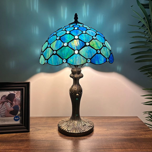 Tiffany-Style Stained Glass Table Lamp | Vintage Bedside Lamp for Home Decor | Handmade Stained Glass Lighting for Living Room & Bedroom