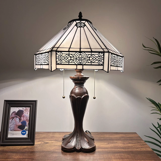 Tiffany-Style Stained Glass Table Lamp | Vintage Bedside Lamp for Home Decor | Handmade Stained Glass Lighting for Living Room & Bedroom