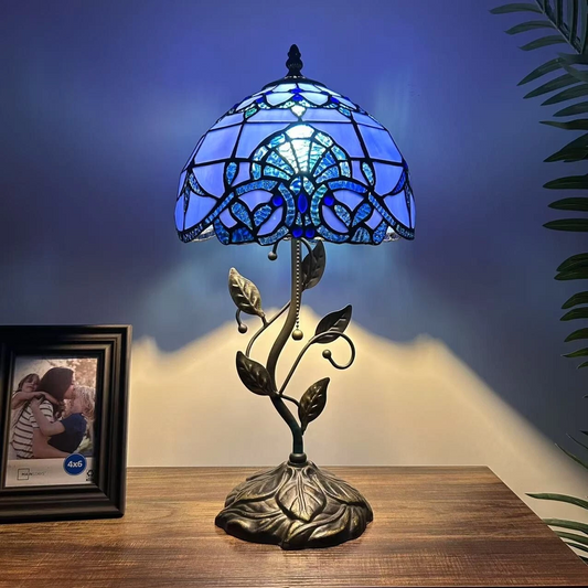 Tiffany-Style Stained Glass Table Lamp | Vintage Bedside Lamp for Home Decor | Handmade Stained Glass Lighting for Living Room & Bedroom