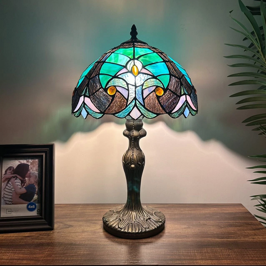 Tiffany-Style Stained Glass Table Lamp | Vintage Bedside Lamp for Home Decor | Handmade Stained Glass Lighting for Living Room & Bedroom