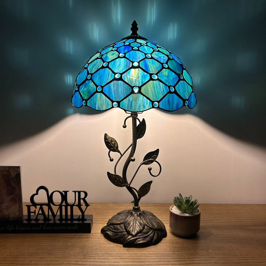 Tiffany-Style Stained Glass Table Lamp | Vintage Bedside Lamp for Home Decor | Handmade Stained Glass Lighting for Living Room & Bedroom