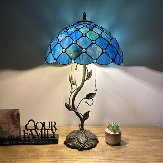 Tiffany-Style Stained Glass Table Lamp | Vintage Bedside Lamp for Home Decor | Handmade Stained Glass Lighting for Living Room & Bedroom