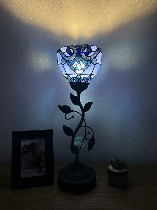 Tiffany-Style Stained Glass Table Lamp | Vintage Bedside Lamp for Home Decor | Handmade Stained Glass Lighting for Living Room & Bedroom