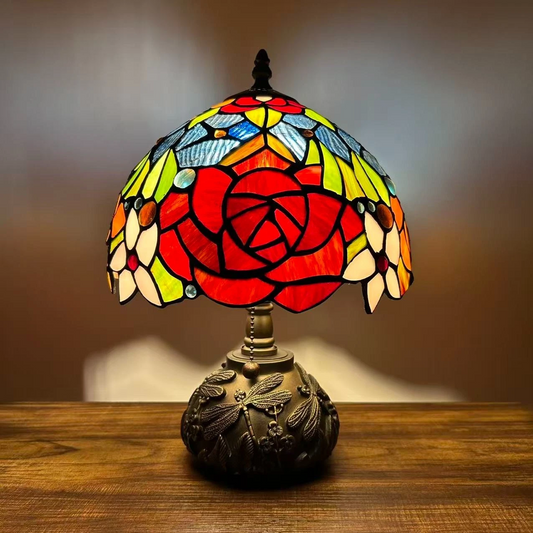 Tiffany-Style Stained Glass Table Lamp | Vintage Bedside Lamp for Home Decor | Handmade Stained Glass Lighting for Living Room & Bedroom