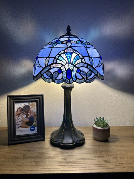 Tiffany-Style Stained Glass Table Lamp | Vintage Bedside Lamp for Home Decor | Handmade Stained Glass Lighting for Living Room & Bedroom