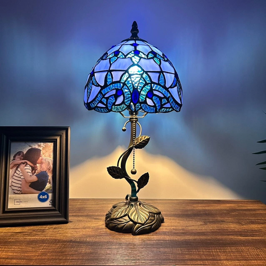 Tiffany-Style Stained Glass Table Lamp | Vintage Bedside Lamp for Home Decor | Handmade Stained Glass Lighting for Living Room & Bedroom