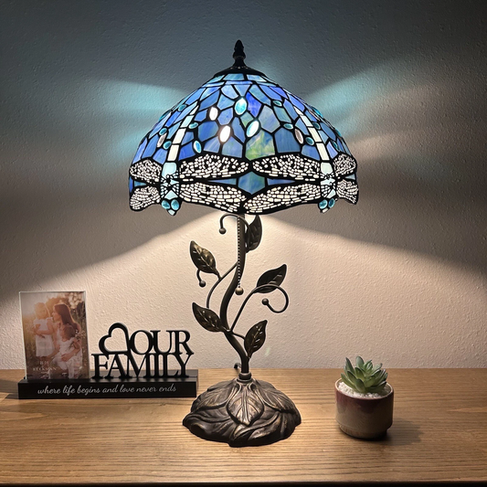 Tiffany-Style Stained Glass Table Lamp | Vintage Bedside Lamp for Home Decor | Handmade Stained Glass Lighting for Living Room & Bedroom