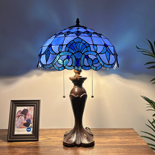 Tiffany-Style Stained Glass Table Lamp | Vintage Bedside Lamp for Home Decor | Handmade Stained Glass Lighting for Living Room & Bedroom