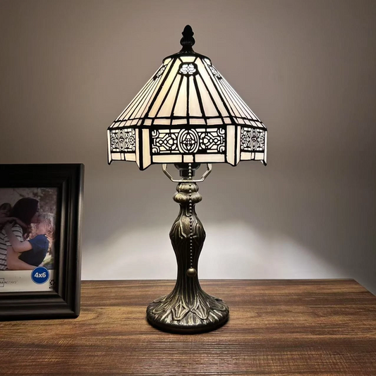 Tiffany-Style Stained Glass Table Lamp | Vintage Bedside Lamp for Home Decor | Handmade Stained Glass Lighting for Living Room & Bedroom