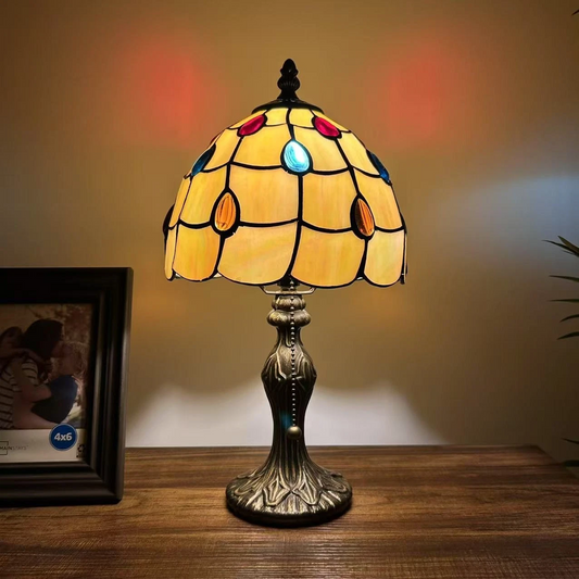 Tiffany-Style Stained Glass Table Lamp | Vintage Bedside Lamp for Home Decor | Handmade Stained Glass Lighting for Living Room & Bedroom