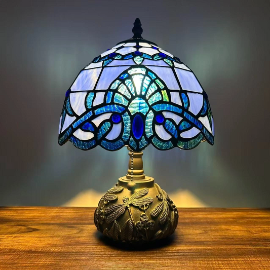 Tiffany-Style Stained Glass Table Lamp | Vintage Bedside Lamp for Home Decor | Handmade Stained Glass Lighting for Living Room & Bedroom