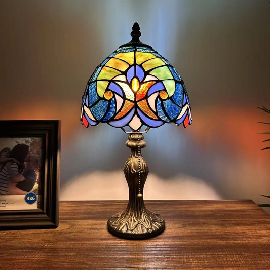 Tiffany-Style Stained Glass Table Lamp | Vintage Bedside Lamp for Home Decor | Handmade Stained Glass Lighting for Living Room & Bedroom