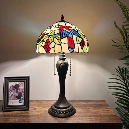 Tiffany-Style Stained Glass Table Lamp | Vintage Bedside Lamp for Home Decor | Handmade Stained Glass Lighting for Living Room & Bedroom
