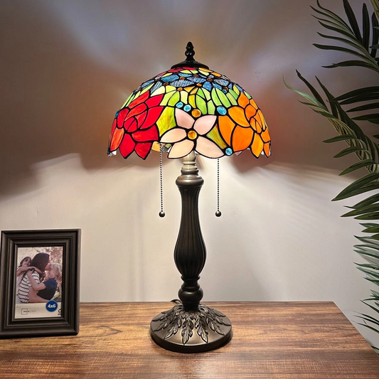 Tiffany-Style Stained Glass Table Lamp | Vintage Bedside Lamp for Home Decor | Handmade Stained Glass Lighting for Living Room & Bedroom