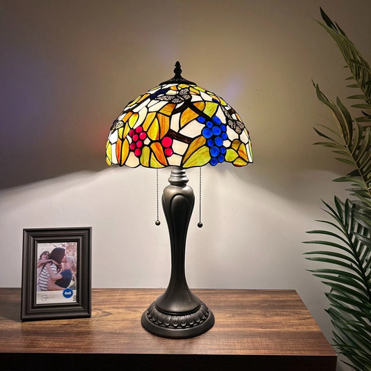 Tiffany-Style Stained Glass Table Lamp | Vintage Bedside Lamp for Home Decor | Handmade Stained Glass Lighting for Living Room & Bedroom