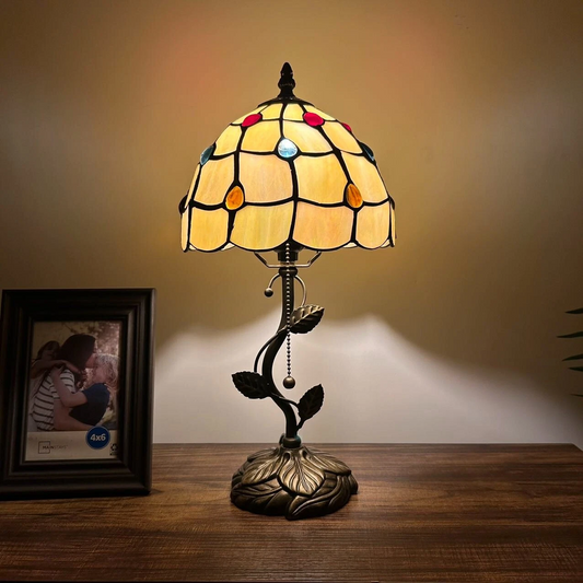 Tiffany-Style Stained Glass Table Lamp | Vintage Bedside Lamp for Home Decor | Handmade Stained Glass Lighting for Living Room & Bedroom