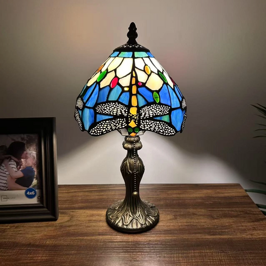 Tiffany-Style Stained Glass Table Lamp | Vintage Bedside Lamp for Home Decor | Handmade Stained Glass Lighting for Living Room & Bedroom