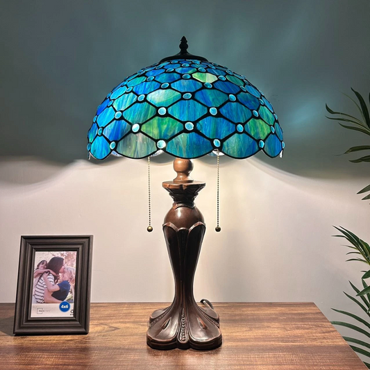 Tiffany-Style Stained Glass Table Lamp | Vintage Bedside Lamp for Home Decor | Handmade Stained Glass Lighting for Living Room & Bedroom