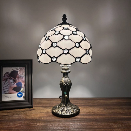 Tiffany-Style Stained Glass Table Lamp | Vintage Bedside Lamp for Home Decor | Handmade Stained Glass Lighting for Living Room & Bedroom