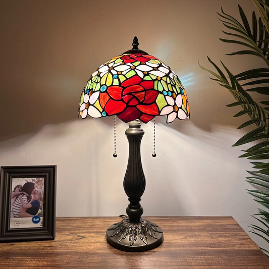 Tiffany-Style Stained Glass Table Lamp | Vintage Bedside Lamp for Home Decor | Handmade Stained Glass Lighting for Living Room & Bedroom