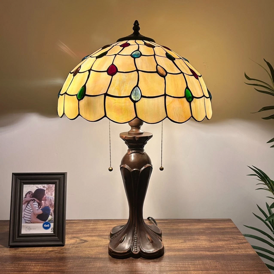 Tiffany-Style Stained Glass Table Lamp | Vintage Bedside Lamp for Home Decor | Handmade Stained Glass Lighting for Living Room & Bedroom