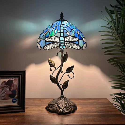 Tiffany-Style Stained Glass Table Lamp | Vintage Bedside Lamp for Home Decor | Handmade Stained Glass Lighting for Living Room & Bedroom