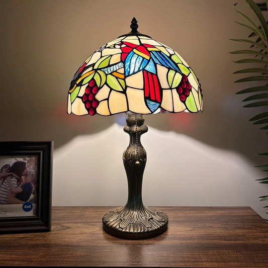Tiffany-Style Stained Glass Table Lamp | Vintage Bedside Lamp for Home Decor | Handmade Stained Glass Lighting for Living Room & Bedroom