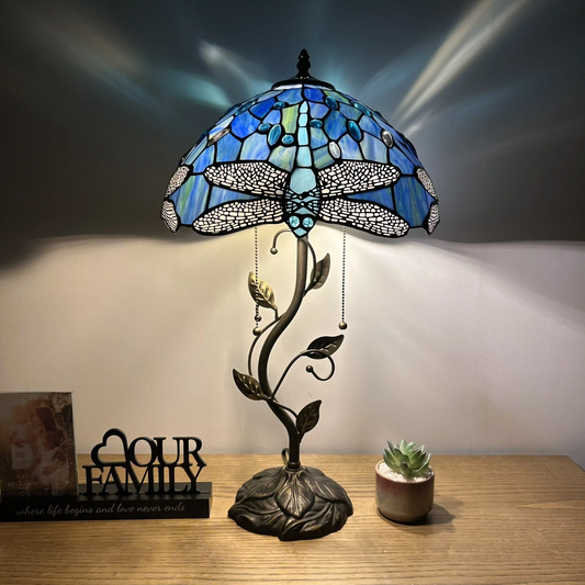 Tiffany-Style Stained Glass Table Lamp | Vintage Bedside Lamp for Home Decor | Handmade Stained Glass Lighting for Living Room & Bedroom