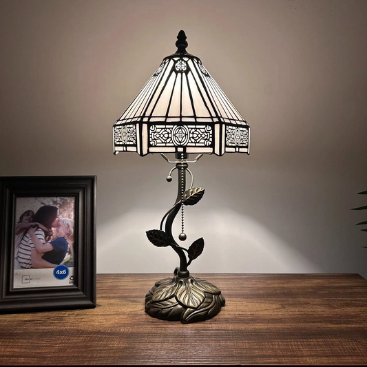 Tiffany-Style Stained Glass Table Lamp | Vintage Bedside Lamp for Home Decor | Handmade Stained Glass Lighting for Living Room & Bedroom