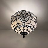 Tiffany-Style Stained Glass Ceiling Light – Colorful Mosaic Flush Mount Lamp for Hallway, Bedroom & Living Room