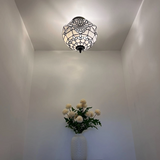 Tiffany-Style Stained Glass Ceiling Light – Colorful Mosaic Flush Mount Lamp for Hallway, Bedroom & Living Room