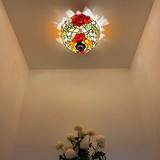 Tiffany-Style Stained Glass Ceiling Light – Colorful Mosaic Flush Mount Lamp for Hallway, Bedroom & Living Room