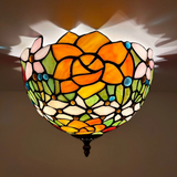 Tiffany-Style Stained Glass Ceiling Light – Colorful Mosaic Flush Mount Lamp for Hallway, Bedroom & Living Room