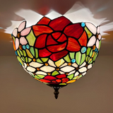 Tiffany-Style Stained Glass Ceiling Light – Colorful Mosaic Flush Mount Lamp for Hallway, Bedroom & Living Room