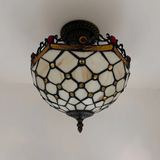 Tiffany-Style Stained Glass Ceiling Light – Colorful Mosaic Flush Mount Lamp for Hallway, Bedroom & Living Room