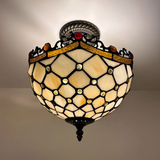 Tiffany-Style Stained Glass Ceiling Light – Colorful Mosaic Flush Mount Lamp for Hallway, Bedroom & Living Room