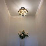 Tiffany-Style Stained Glass Ceiling Light – Colorful Mosaic Flush Mount Lamp for Hallway, Bedroom & Living Room