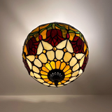 Tiffany-Style Stained Glass Ceiling Light – Colorful Mosaic Flush Mount Lamp for Hallway, Bedroom & Living Room