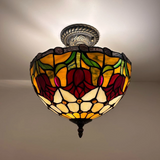 Tiffany-Style Stained Glass Ceiling Light – Colorful Mosaic Flush Mount Lamp for Hallway, Bedroom & Living Room