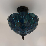 Tiffany-Style Stained Glass Ceiling Light – Colorful Mosaic Flush Mount Lamp for Hallway, Bedroom & Living Room