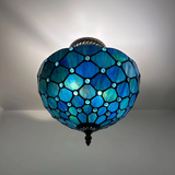 Tiffany-Style Stained Glass Ceiling Light – Colorful Mosaic Flush Mount Lamp for Hallway, Bedroom & Living Room