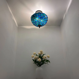Tiffany-Style Stained Glass Ceiling Light – Colorful Mosaic Flush Mount Lamp for Hallway, Bedroom & Living Room